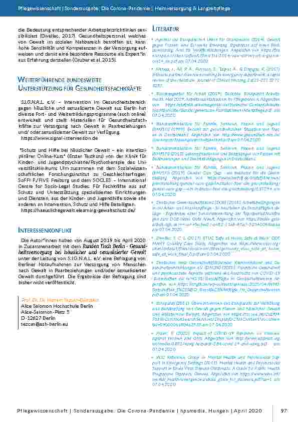 Vorschauseite 3: Gewalt in Paarbeziehungen und/oder sexualisierte Gewalt - Erstversorgung unter Bedingungen der Sars-CoV-2-Pandemie