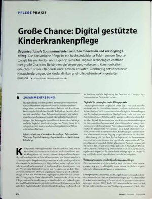 Vorschauseite 1: Große Chance: Digital gestützte Kinderkrankenpflege