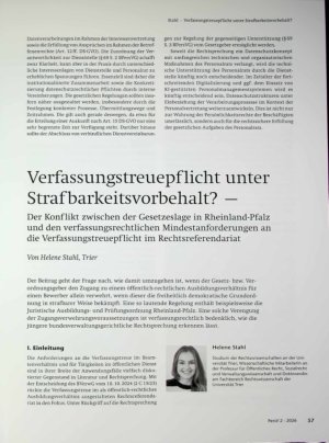 Vorschauseite 1: Verfassungstreuepflicht unter Strafbarkeitsvorbehalt? —