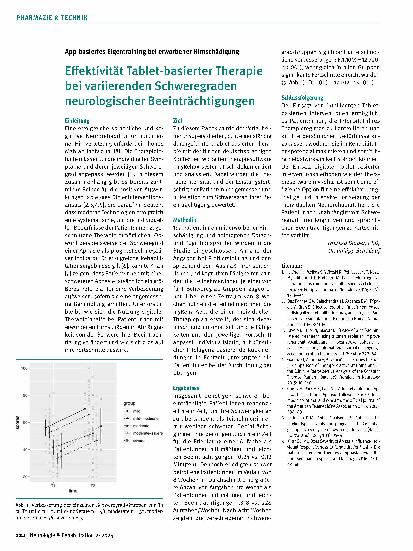 Vorschauseite 1: PP-basiertes Eigentraining bei erworbener Hirnschädigung: Effektivität tablet-basierter Therapie bei variierenden Schweregraden neurologischer Beeinträchtigungen.