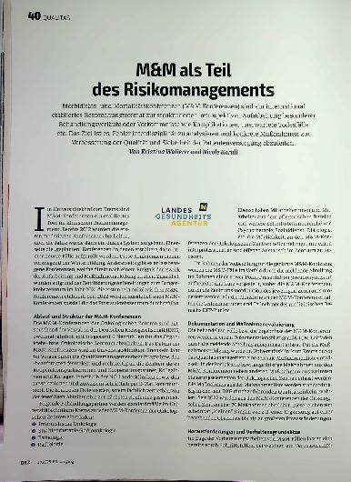 Vorschauseite 1: M&M als Teil des Risikomanagements