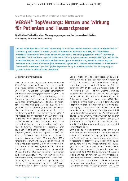 Vorschauseite 1: VERAH® TopVersorgt: Nutzen und Wirkung für Patienten und Hausarztpraxen