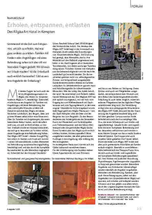 Vorschauseite 1: Erholen, entspannen, entlasten. Das Allgäu Art Hotel in Kempten.