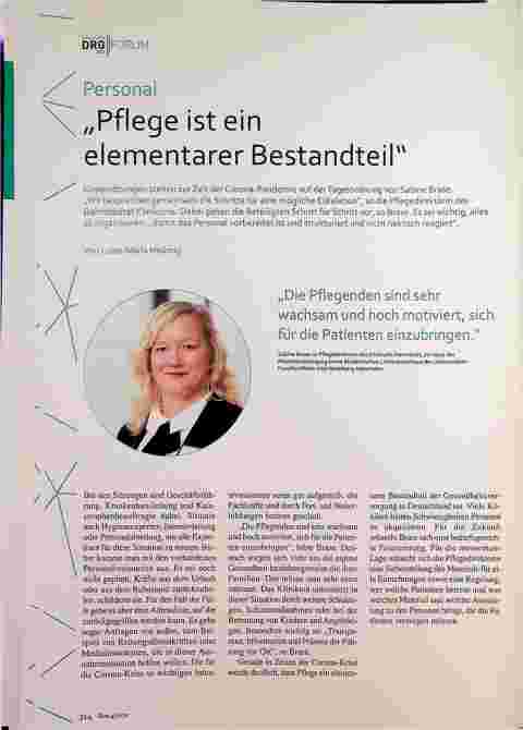 Vorschauseite 1: Personal „Pflege ist ein elementarer Bestandteil".