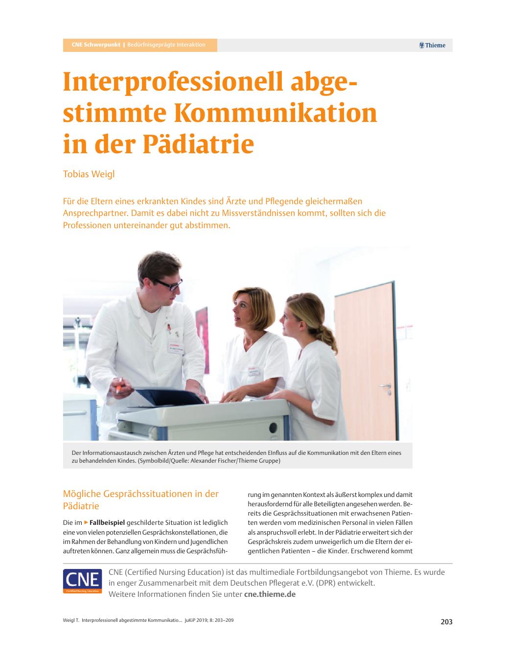 Vorschauseite 1: Interprofessionell abgestimmte Kommunikation in der Pädiatrie