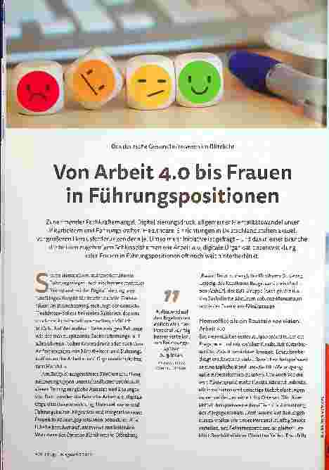 Vorschauseite 1: Das deutsche Gesundheitswesen im Blitzlicht: Von Arbeit 4. 0 bis Frauen in Führungspositionen