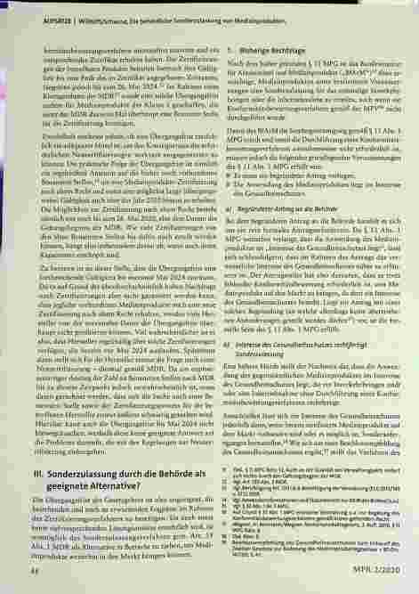 Vorschauseite 3: Die behördliche Sonderzulassung von Medizinprodukten - zunehmende praktische Relevanz durch die Einführung der MDR