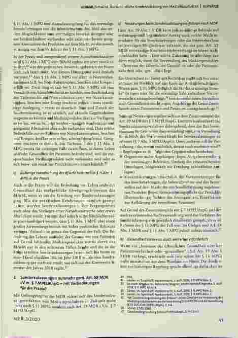 Vorschauseite 4: Die behördliche Sonderzulassung von Medizinprodukten - zunehmende praktische Relevanz durch die Einführung der MDR