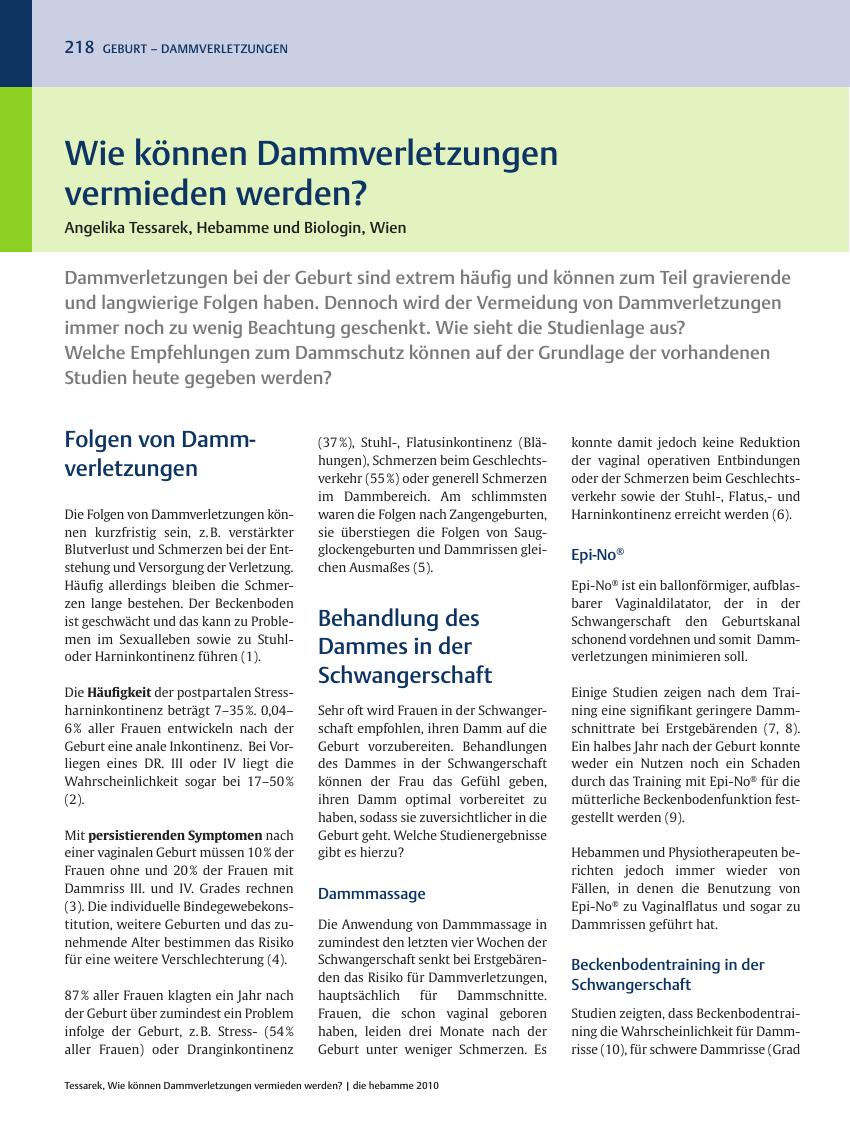 Vorschauseite 1: Wie können Dammverletzungen vermieden werden?