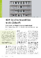 Vorschauseite 1: BGM ist eine Investition in die Zukunft. Warum es in der Pflegebranche von entscheidender Bedeutung ist und wie es erfolgreich umgesetzt werden kann.