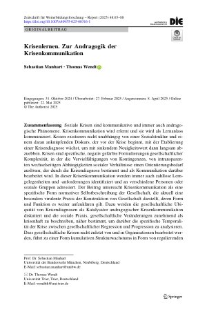 Vorschauseite 1: Krisenlernen. Zur Andragogik der Krisenkommunikation