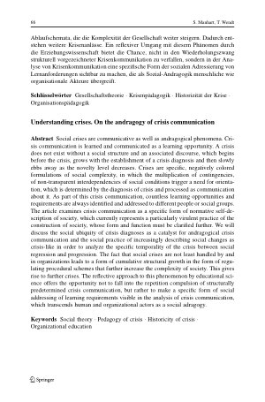 Vorschauseite 2: Krisenlernen. Zur Andragogik der Krisenkommunikation