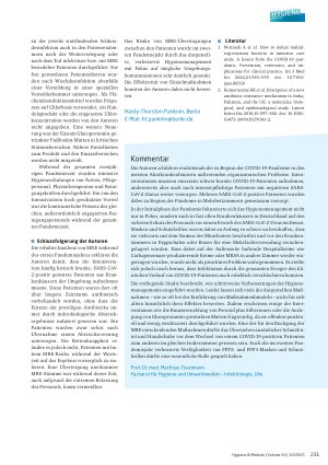 Vorschauseite 3: Multiresistente Erreger auf der Intensivstation: Probleme des Hygienemanagements während der COVID-19-Pandemie