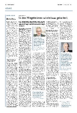 Vorschauseite 1: In den Pflegeheimen wird etwas gelockert.