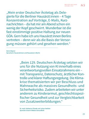 Vorschauseite 2: 4 Tage, 16 Abgeordnete, 119 Anträge Eindrücke vom 129. Deutschen Ärztetag vom 27. bis 30. Mai 2025