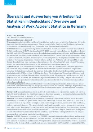 Vorschauseite 1: Übersicht und Auswertung von Arbeitsunfall Statistiken in Deutschland / Overview and Analysis of Work Accident Statistics in Germany