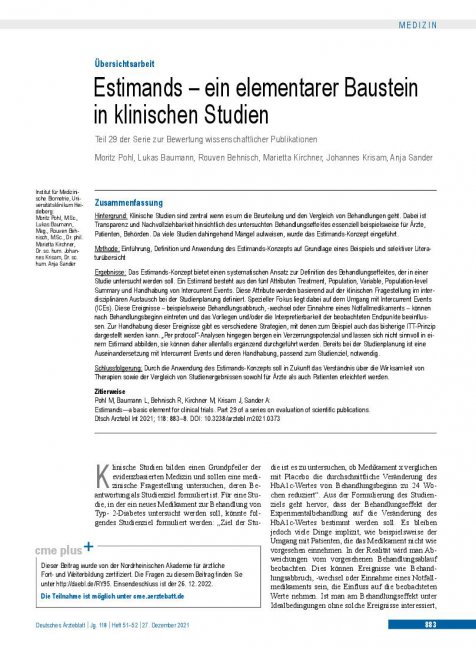 Vorschauseite 1: Estimands - ein elementarer Baustein in klinischen Studien