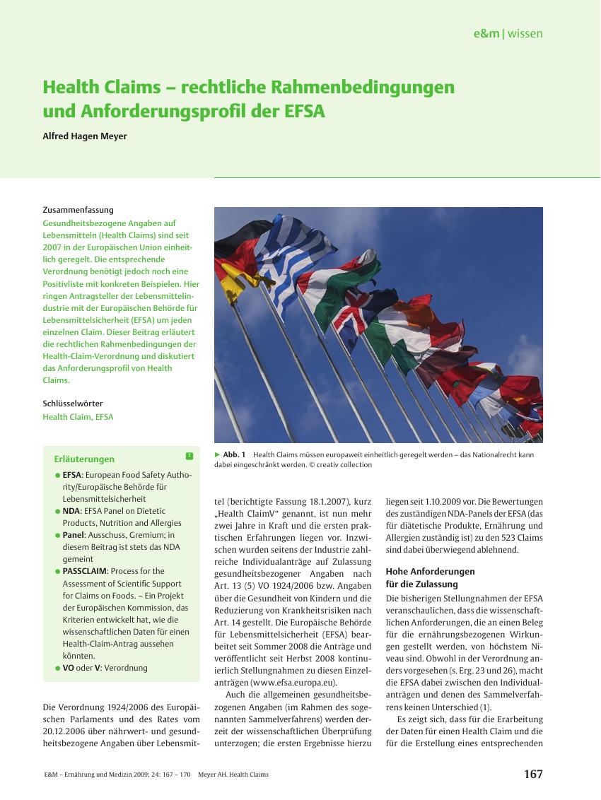 Vorschauseite 1: Health Claims – rechtliche Rahmenbedingungen und Anforderungsprofil der EFSA