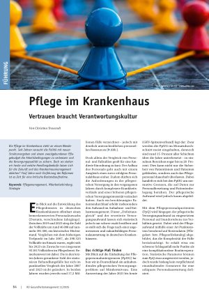Vorschauseite 1: Pflege im Krankenhaus Vertrauen braucht Verantwortungskultur