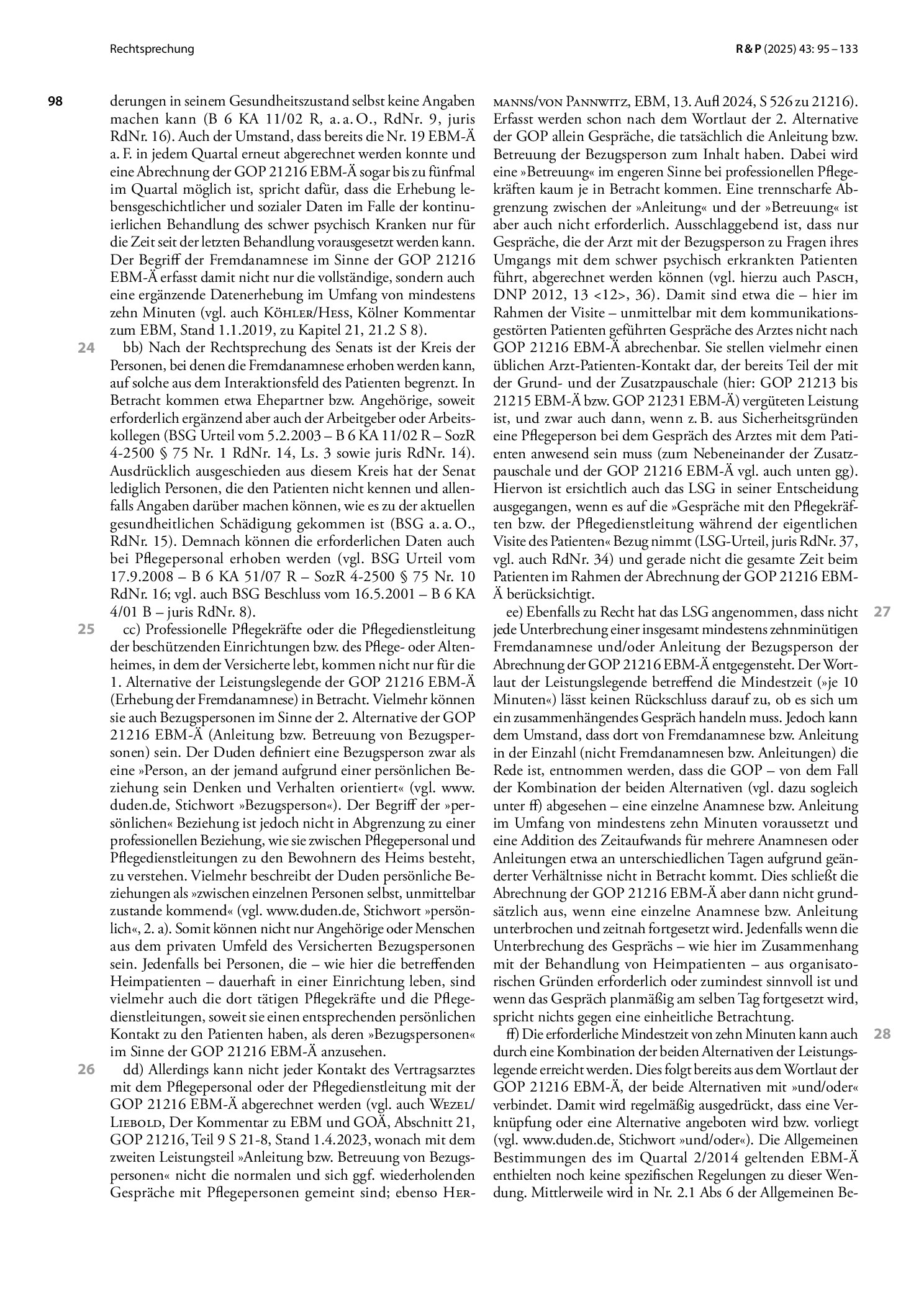 Vorschauseite 4: Abrechnung von Gesprächen mit Pflegepersonen von Heimpatienten
