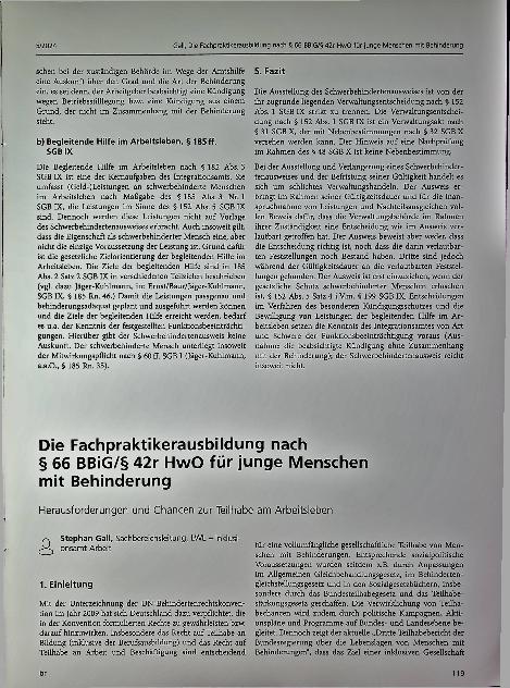 Vorschauseite 1: Die Fachpraktikerausbildung nach § 66 BBiG/§ 42r HwO für junge Menschen mit Behinderung