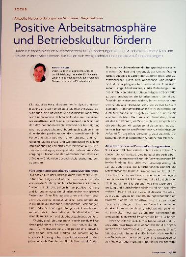 Vorschauseite 1: Positive Arbeitsatmosphäre und Betriebskultur fördern.