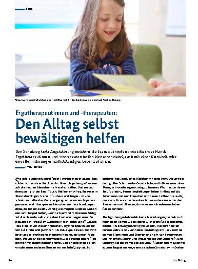 Vorschauseite 1: Ergotherapeutinnen und -therapeuten: Den Alltag selbst bewältigen helfen