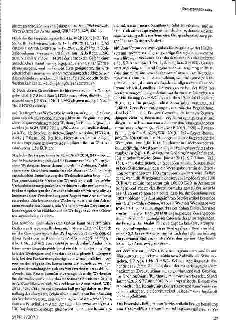 Vorschauseite 3: Heilmittelwerbung eines Apothekers: Unentgeltliche Abgabe von Serviceartikeln an Ärzte § 3a UWG, § 7 Abs. 1 HWG
