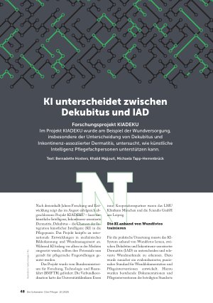Vorschauseite 1: KI unterscheidet zwischen Dekubitus und IAD
