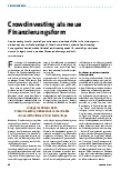 Vorschauseite 1: Crowdinvesting als neue Finanzierungsform