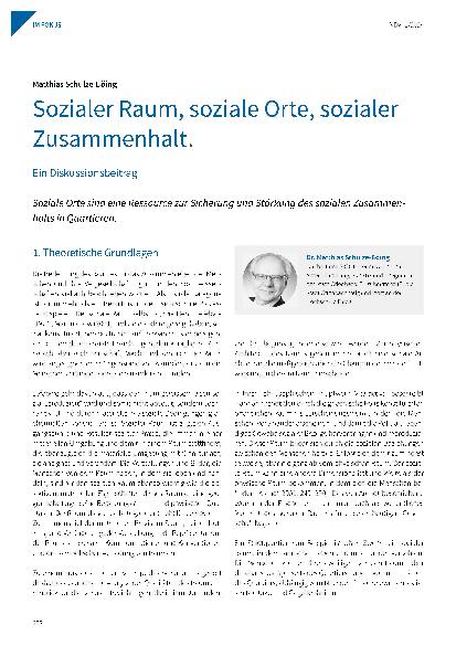 Vorschauseite 1: Sozialer Raum, soziale Orte, sozialer Zusammenhalt.