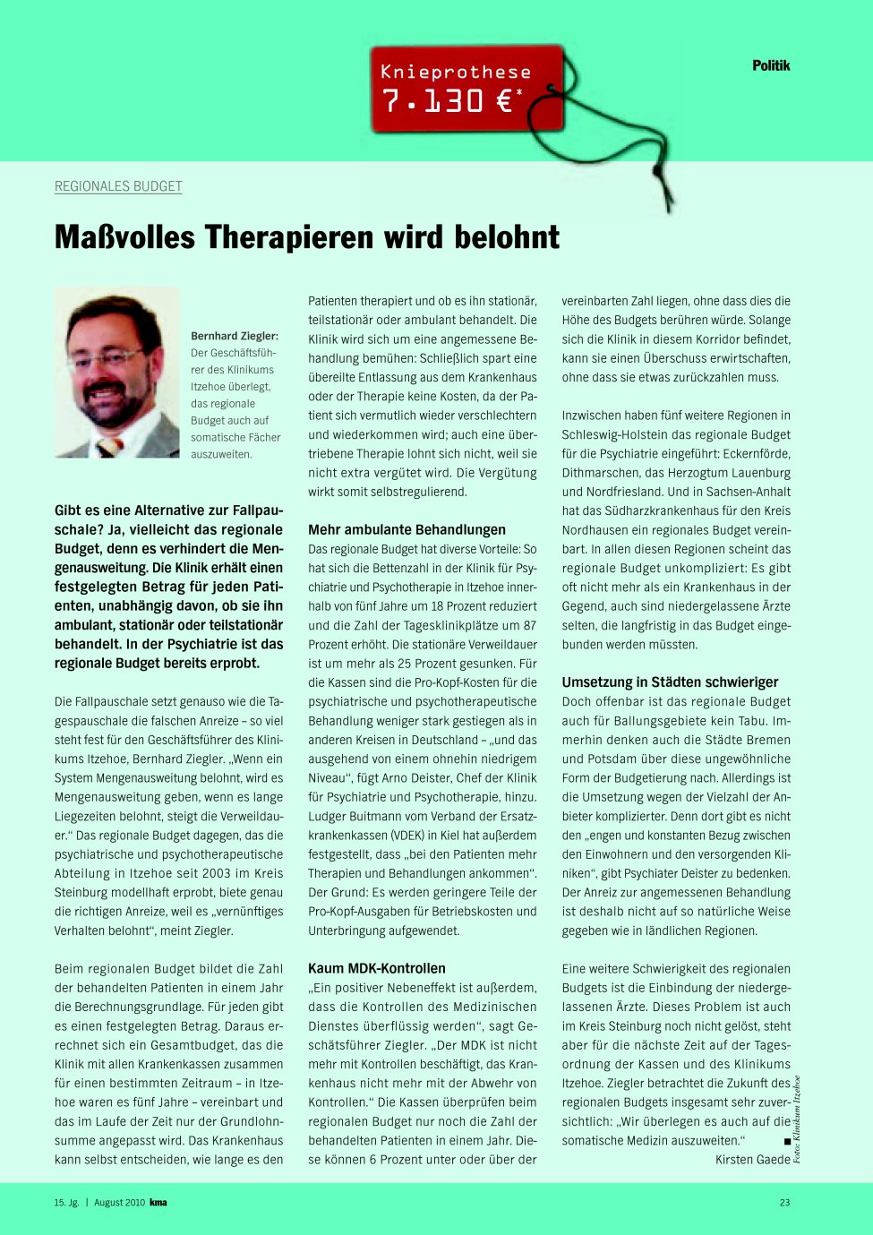 Vorschauseite 1: Maßvolles Therapieren wird belohnt