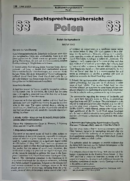 Vorschauseite 1: Rechtsprechungsübersicht Polen