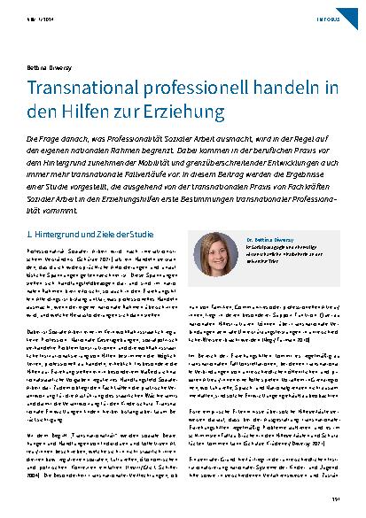 Vorschauseite 1: Transnational professionell handeln in den Hilfen zur Erziehung