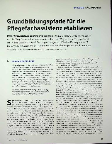 Vorschauseite 1: Grundbildungspfade für die Pflegefachassistenz etablieren
