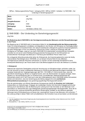Vorschauseite 1: § 1849 BGB – Der Underdog im Genehmigungsrecht