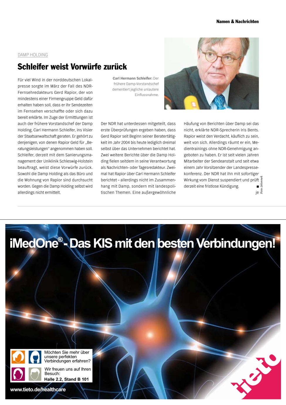 Vorschauseite 1: Schleifer weist Vorwürfe zurück