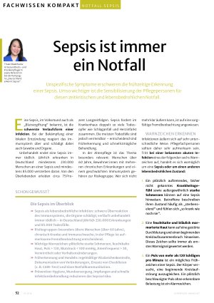 Vorschauseite 1: Sepsis ist immer ein Notfall