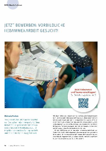 Vorschauseite 1: Jetzt bewerben: Vorbildliche Hebammenarbeit gesucht!