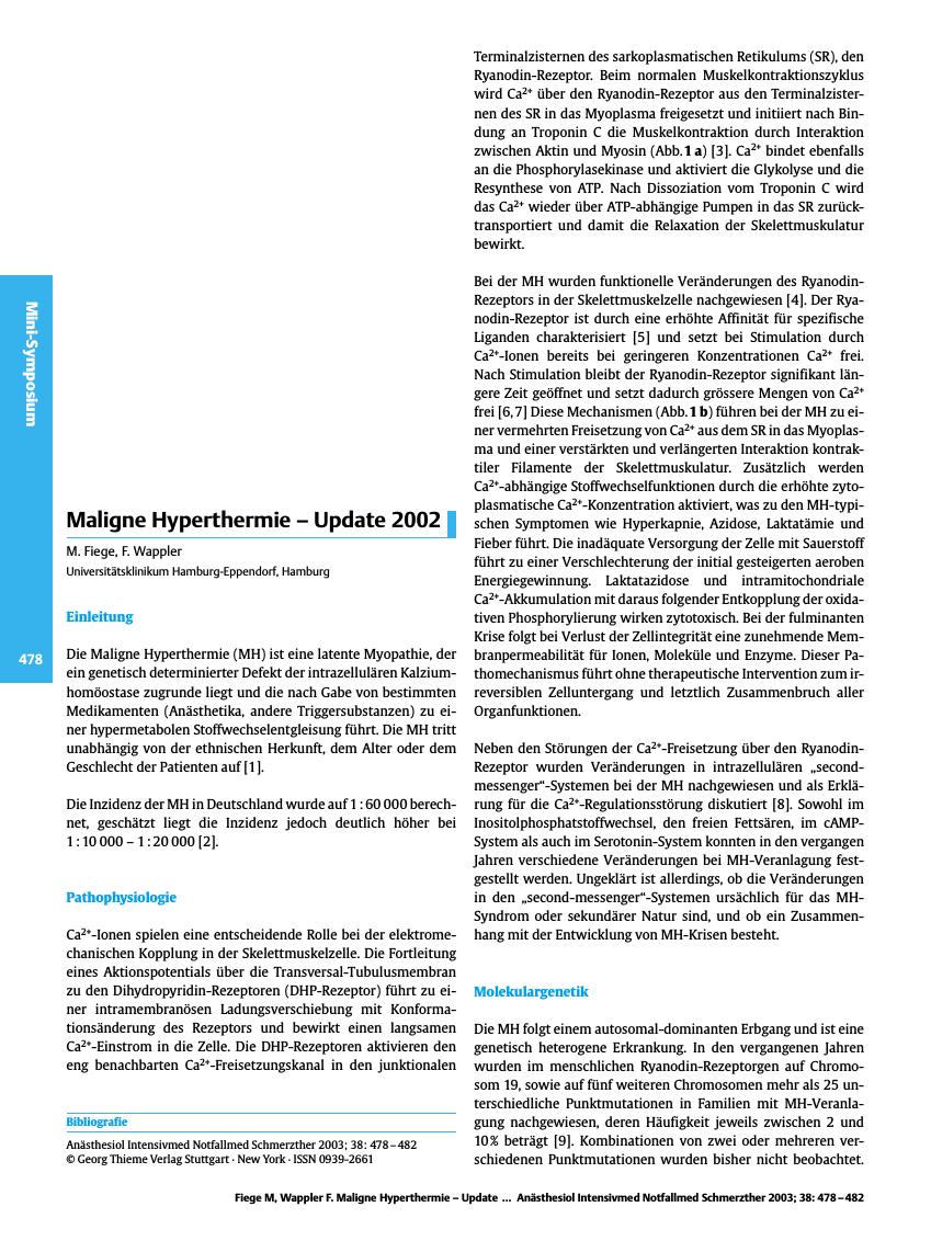 Vorschauseite 1: Maligne Hyperthermie - Update 2002