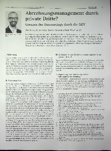 Vorschauseite 1: Abrechnungsmanagement durch private Dritte? Grenzen des Outsourcings durch die GKV