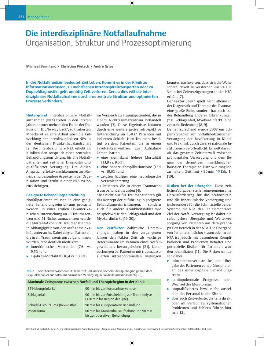 Vorschauseite 1: Die interdisziplinäre Notfallaufnahme – Organisation, Struktur und Prozessoptimierung