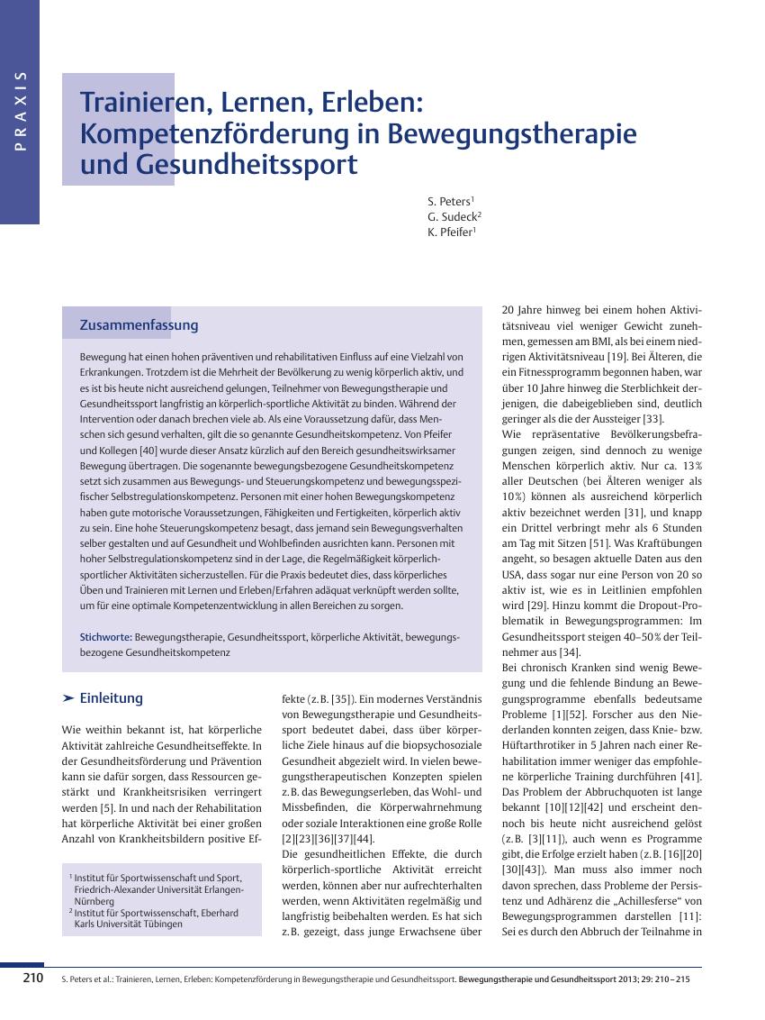 Vorschauseite 1: Trainieren, Lernen, Erleben: Kompetenzförderung in Bewegungstherapie und Gesundheitssport