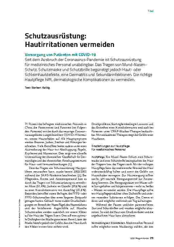 Vorschauseite 2: Schutzausrüstung: Hautirritationen vermeiden - Versorgung von Patienten mit COVID-19