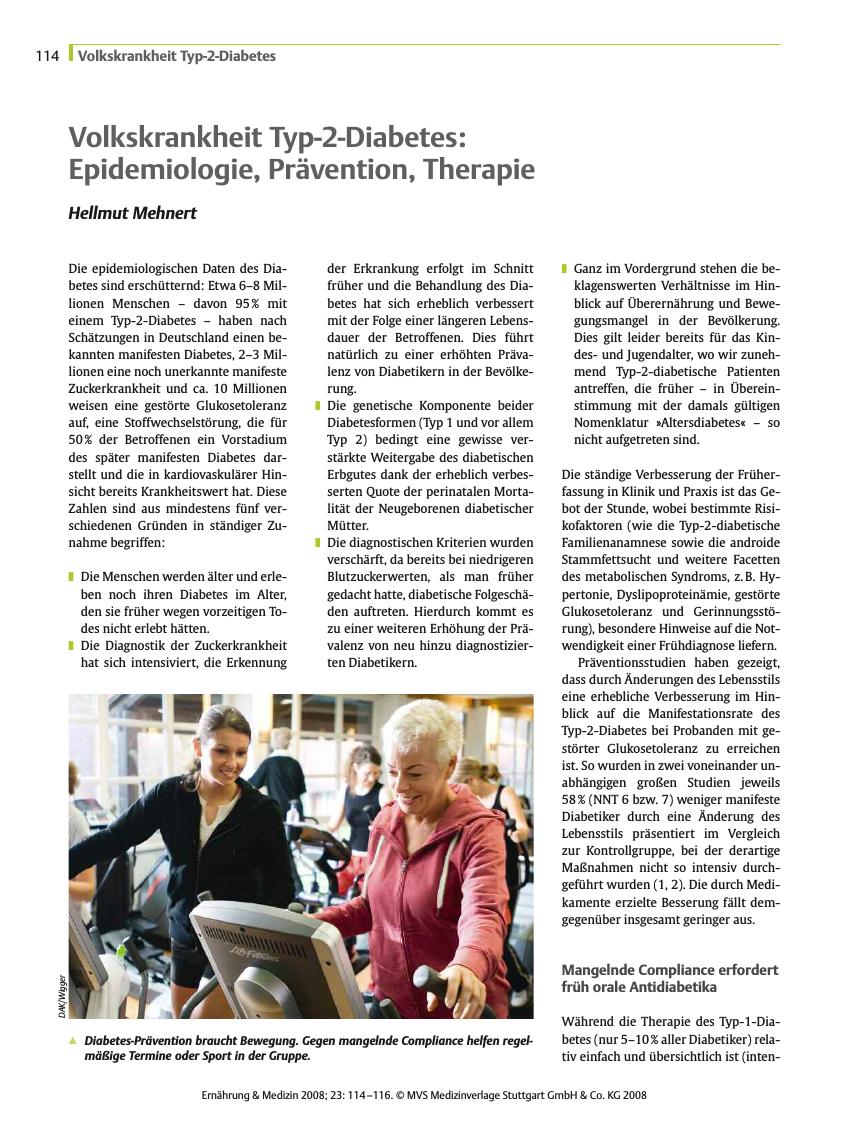Vorschauseite 1: Volkskrankheit Typ-2-Diabetes: Epidemiologie, Prävention, Therapie