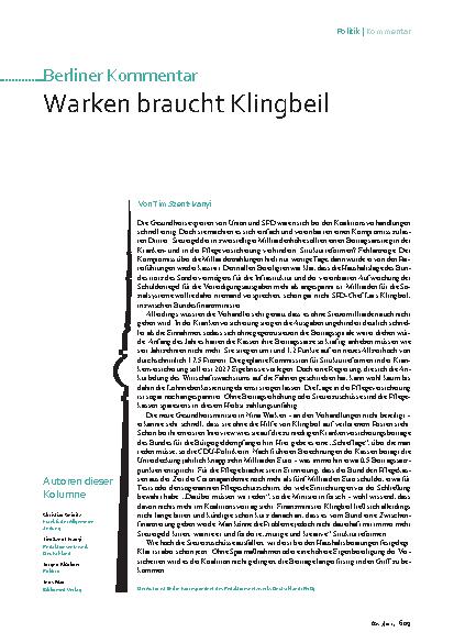 Vorschauseite 1: Warken braucht Klingbeil