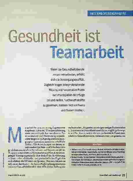 Vorschauseite 2: Gesundheit ist Teamarbeit.