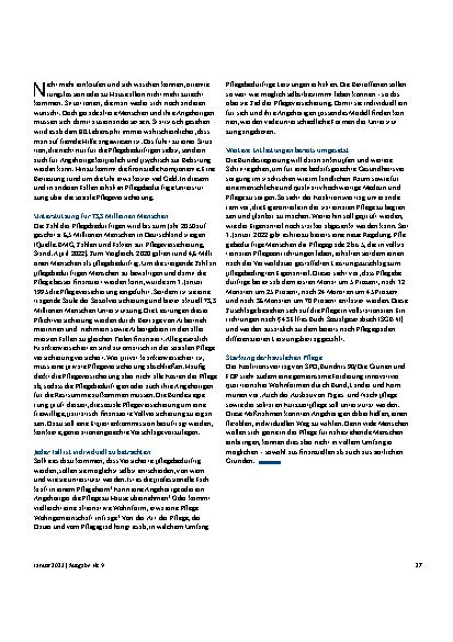 Vorschauseite 2: Die soziale Pflegeversicherung: Aktuelle Pläne für weitere Entlastungen
