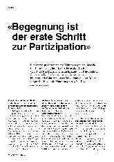 Vorschauseite 1: "Begegnung ist der erste Schritt zur Partizipation"