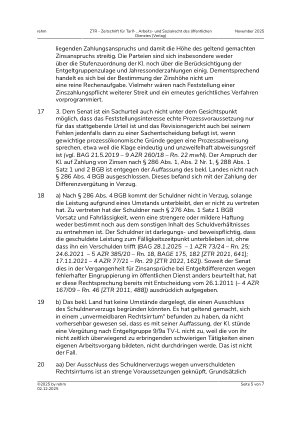 Vorschauseite 5: II. Allgemeines Arbeitsrecht Klageänderung in der Revisionsinstanz – Anspruch auf Zinsen – Rechtsirrtum